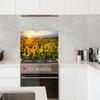 MuchoWow Kitchen Splashback, Aluminum Poster, 100 x 50 cm, Sunflower Field at Sunset view 2