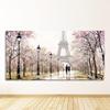Tower Landscape Abstract Canvas Poster Print Wall Art for Living Room, Romantic Paris City Couple with Eiffel Tower (Color: 1937-01, Size: 60 x 120 cm, No Frame) view 1