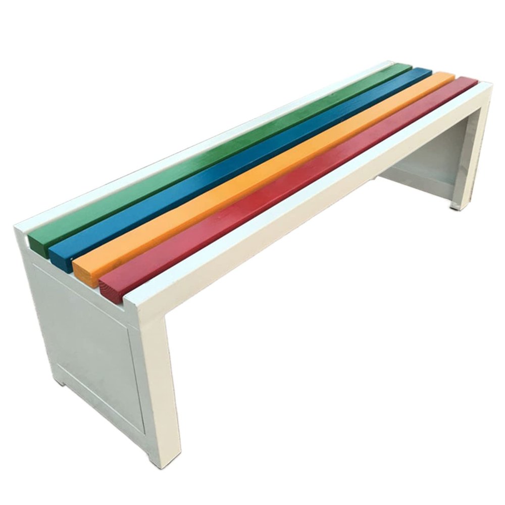 Outdoor Garden Bench, Wood and Metal Frame, 2-Seater, Up to 220 kg, 1.2 m