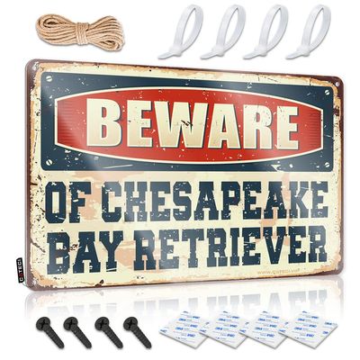 COTECI Mancave Stuff for Men Decor Beware of Chesapeake Bay Retriever Metal Sign for Men (20 x 30 cm)