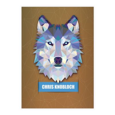 Kartenkaufrausch 2-Pack Personalized A5 School Notebooks, Brown Polygonal Wolf, Ruled No. 9