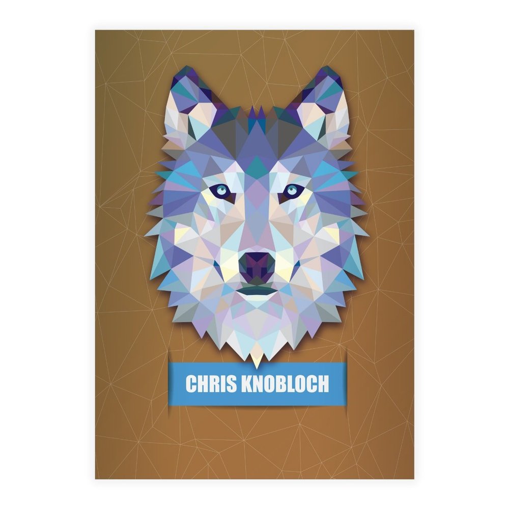 Kartenkaufrausch 2-Pack Personalized A5 School Notebooks, Brown Polygonal Wolf, Ruled No. 9