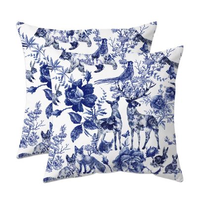 Blue and White Porcelain Pillow Covers, Set of 2, 18 x 18 in