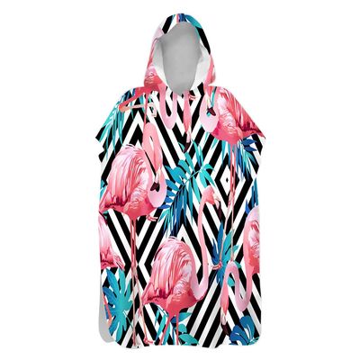 Hiseng Bath Poncho for Children and Adults, Geometric Print, Soft Microfiber Bathrobe Towel, Quick-Drying Surf and Beach Poncho with Hood, 75 x 145 cm