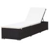 PE Rattan Sun Lounger with Adjustable Backrest and Footrest, Removable 5 cm Cushion, Brown/Cream White view 2
