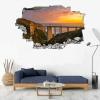 3D Wall Breakthrough Bridge Wall Sticker with Sunrise Landscape view 4