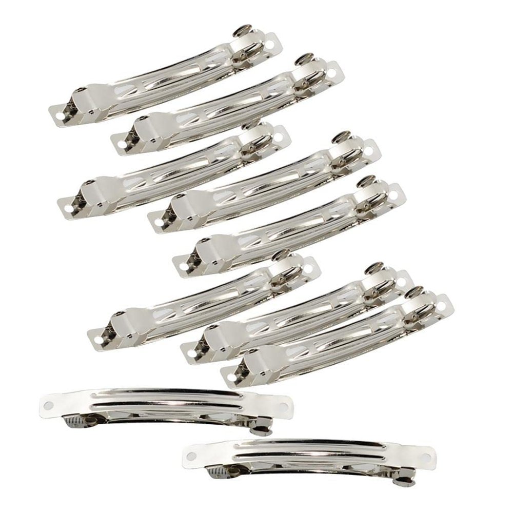 Zalati Metal Hair Clips, Silver, for Crafts, 8 cm, 10-Pack