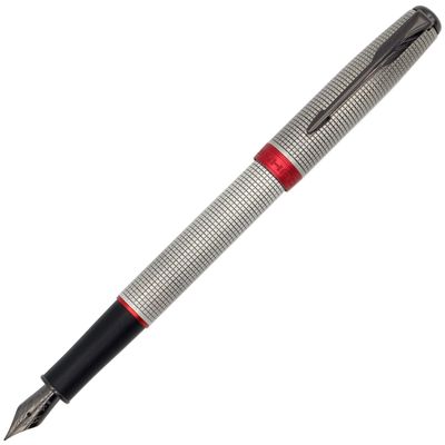 Gullor 75F Fountain Pen, Gray Grid with Gift Box, Red Trim, Fine (F) Nib