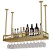 HMTE Hanging Wine Glass Rack, European-Style Wine Bottle Holder, Black, 120 x 35 cm (Gold, 60 x 35 cm) view 1