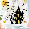 Halloween Haunted House Window Clings with Spider Web, Bats and Ghosts, A4 Sheet view 1