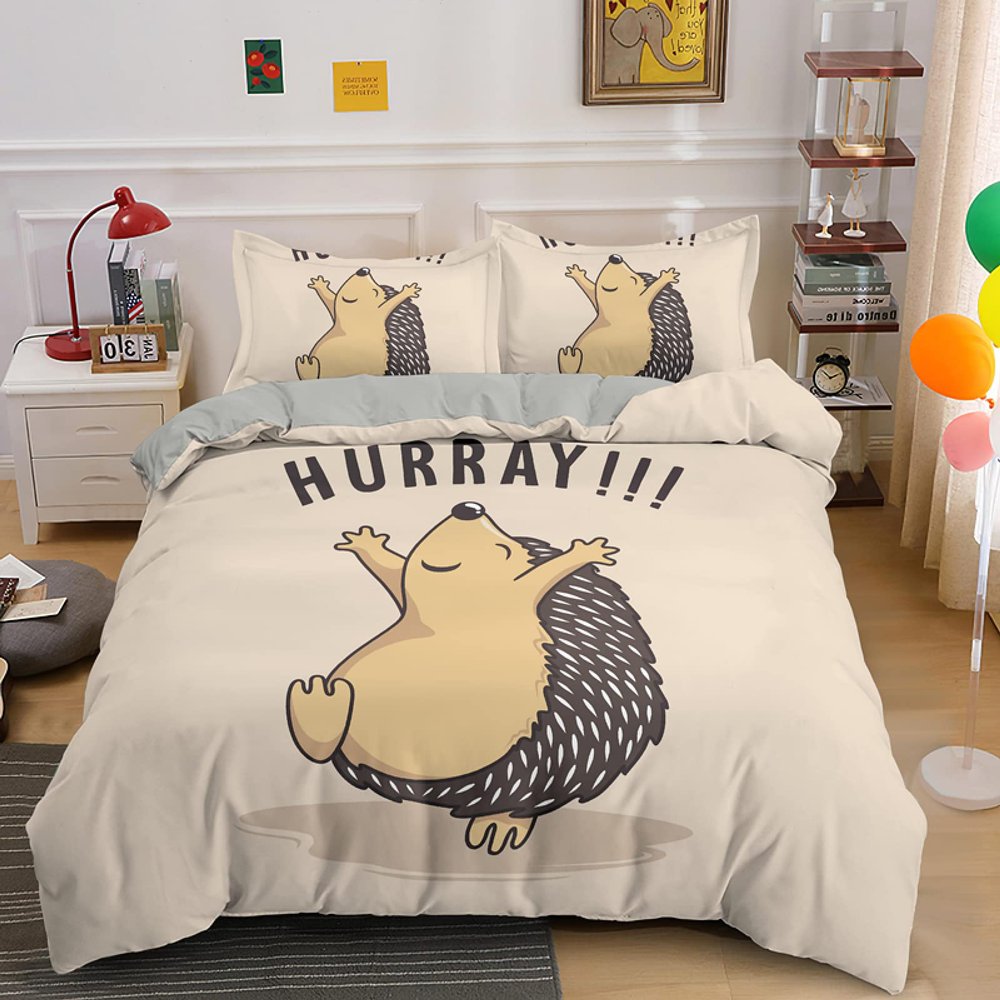 SJSXWQN Yellow Hedgehog Bedding Set, 135 x 200 cm
