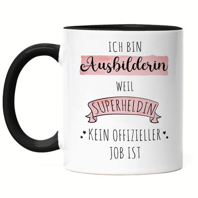 Hey!Print “I’m a Trainer Because Superhero Isn’t a Recognized Job” Black Mug, Thank-You Gift