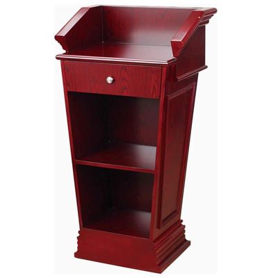 Solid Wood Lectern Podium for School, Conference, Reception, and Office — Red, One Size