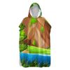 Treer Microfiber Surf Poncho with Hood, 3D Green Nature Print, Quick-Drying Changing Robe, River, 60 x 110 cm view 1