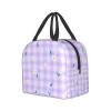 Plumeria Purple Lilac Violet Flower Purple Plaid Lunch Bag view 2