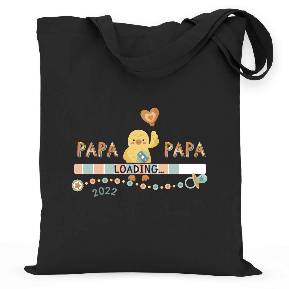wowshirt Cotton Tote Bag “Baby Announcement: Dad Loading 2022,” Gift for Expecting Fathers, Black