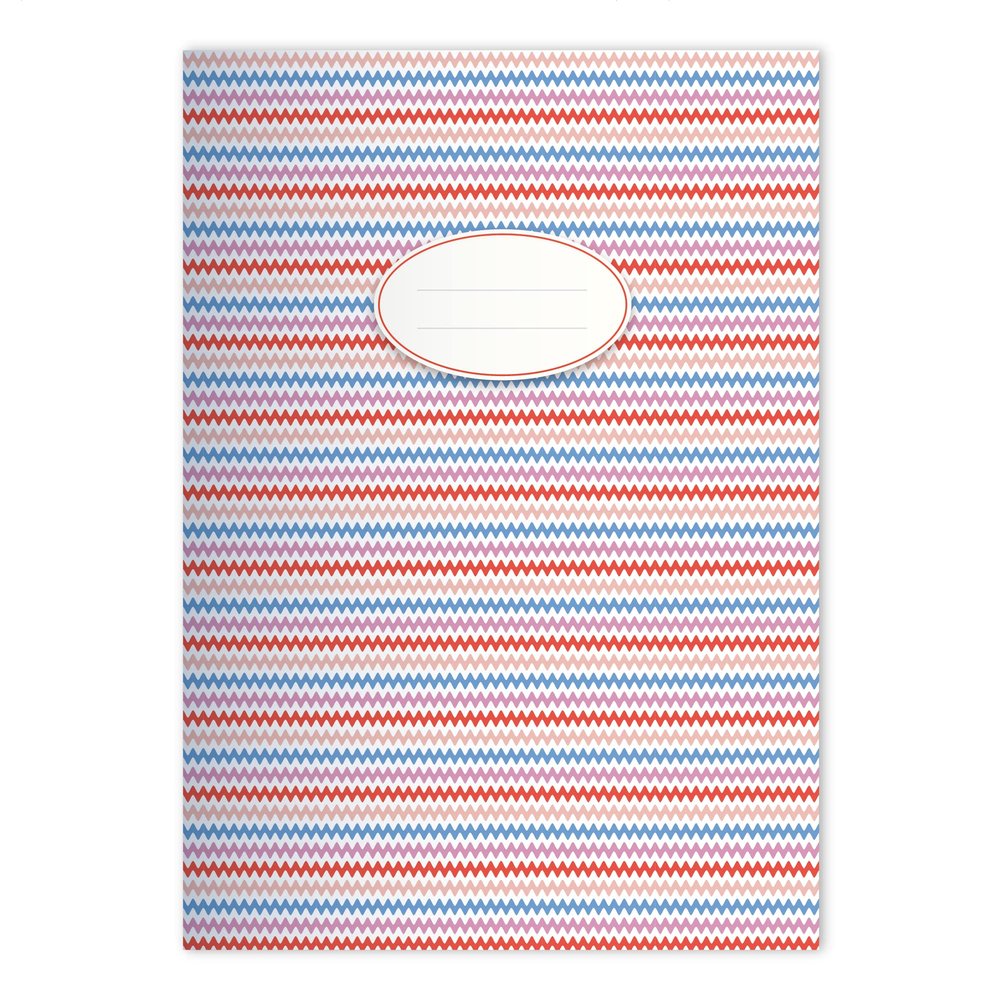 Kartenkaufrausch 2-Pack Fresh, Cheerful DIN A4 Math Notebooks, Pink and Red Zigzag Stripes, Ruling 23