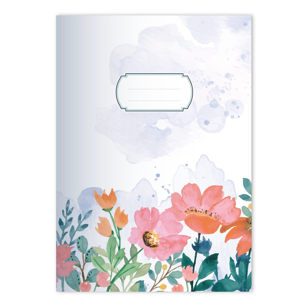 Kartenkaufrausch 2-Pack Artistic Flowers DIN A5 Math Notebooks, Pink Watercolor Flower Bed, Grid Pattern 10