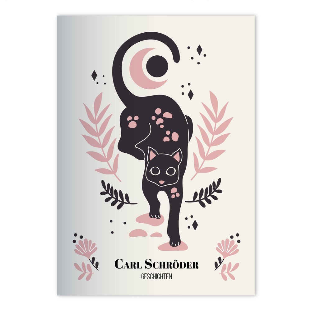 Kartenkaufrausch 16 Personalized DIN A5 Notebooks with Black Cat and Owl in Pink, Blank