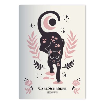 Kartenkaufrausch Set of 8 Personalized DIN A5 Primary School Notebooks, Black Cat and Owl on Pink