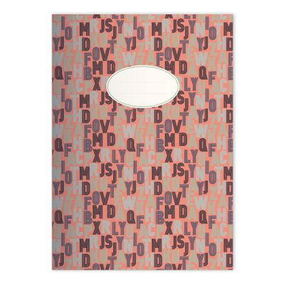 Kartenkaufrausch 8-Pack Fresh Typography DIN A5 School Notebooks, Math Notebooks with Trendy Pink Lettering, 5 mm Graph Ruling