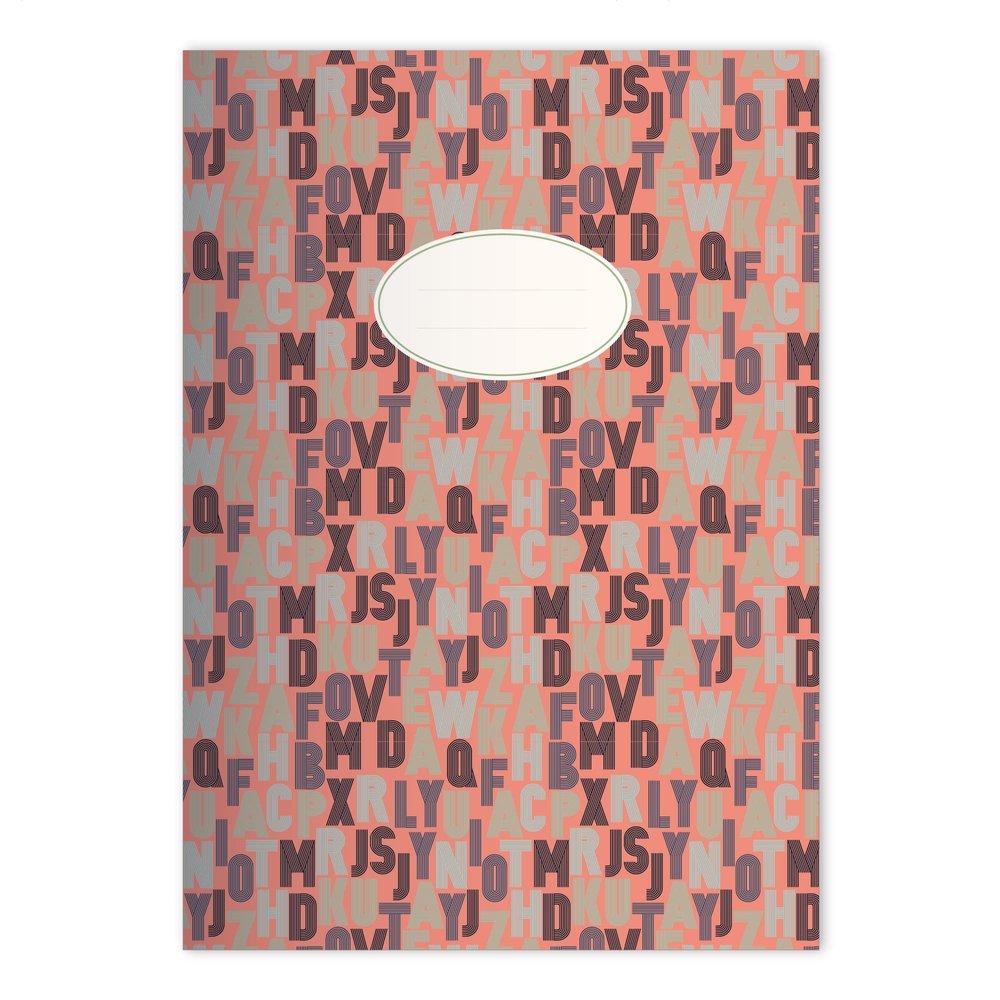 Kartenkaufrausch 8-Pack Fresh Typography DIN A5 School Notebooks, Math Notebooks with Trendy Pink Lettering, 5 mm Graph Ruling