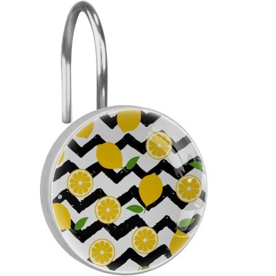 12-Pack Decorative Stainless Steel Shower Curtain Hooks with Crystal Glass Rings