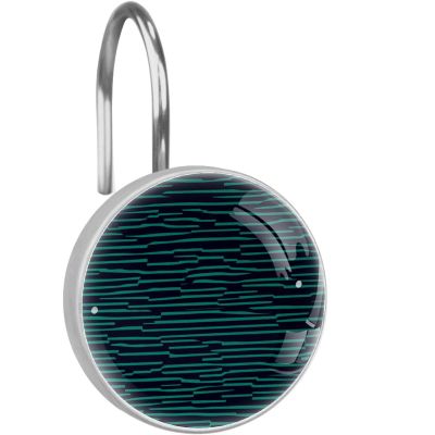12-Pack Decorative Green Shower Curtain Hooks, Stainless Steel Rings
