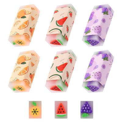 Vicloon Erasers, 6-Piece Fruit-Scented Eraser Set for Kids
