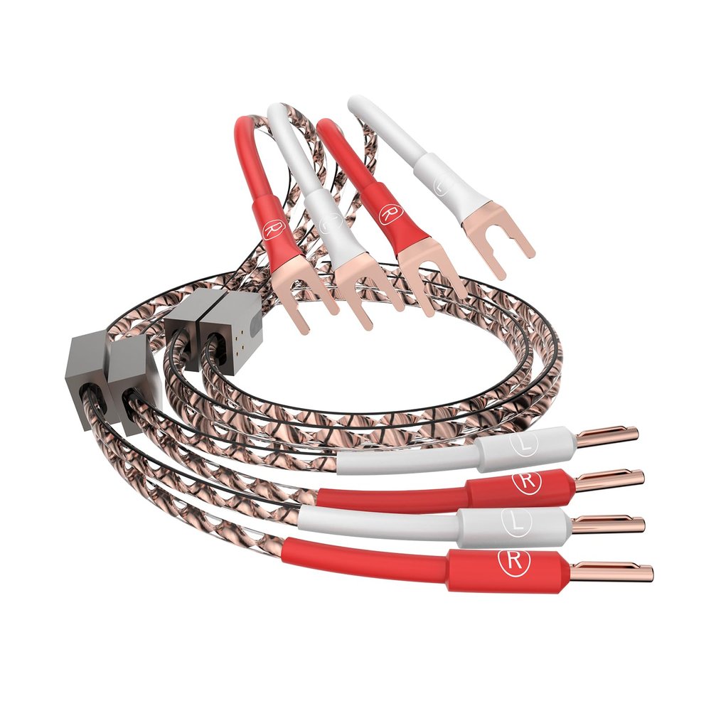 Tertullus VS903 High-End OFC Flat Pure Copper Speaker Cable, 17 AWG (1.0 mm²), Spade-to-Banana, 2.5 m, 1 Pair