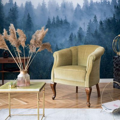Muralo 3D Vinyl Wallpaper, Forest, Trees, Fog, XXL Art Print - 208 x 146 cm