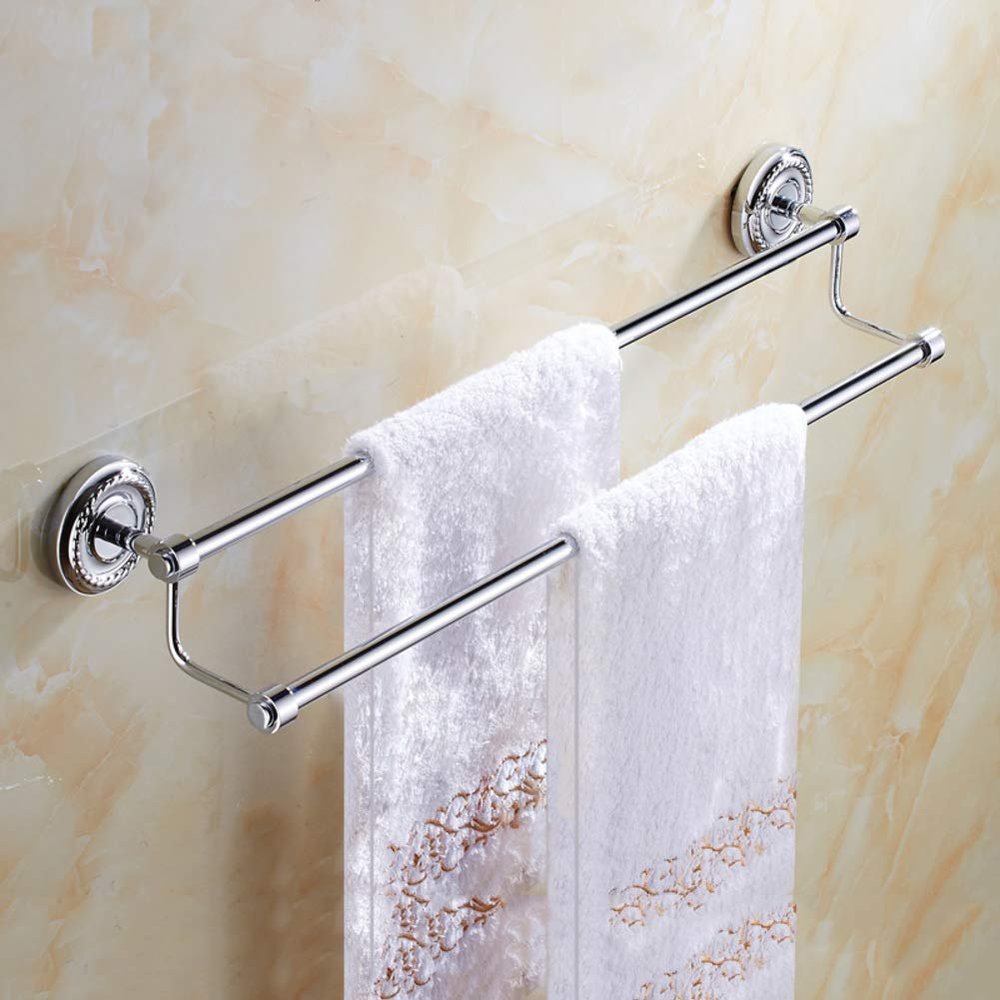 CHEWYNP Simple 60 cm Double Towel Bar, All-Copper Wall-Mounted Towel Rack