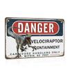 Danger Velociraptor Containment Metal Sign, 12 x 8 in view 1