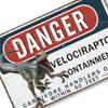 Danger Velociraptor Containment Metal Sign, 12 x 8 in view 3