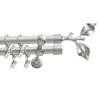 Fenster DEKOR Matte Steel Curtain Rod, 100 cm, Double Rod, Selectable Finial, Brushed Rose Leaf view 1