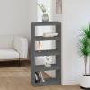 Gecheer Room Divider Bookshelf, 4 Compartments, Solid Pine, Gray, 60 x 30 x 135.5 cm view 1