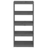 Gecheer Room Divider Bookshelf, 4 Compartments, Solid Pine, Gray, 60 x 30 x 135.5 cm view 4