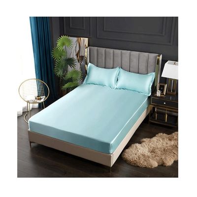 Super Soft Microfiber Fitted Sheet 180 x 200 cm, 25 cm Deep Pocket, Blue