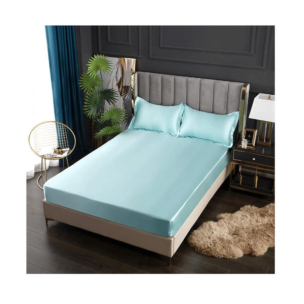 Super Soft Microfiber Fitted Sheet 180 x 200 cm, 25 cm Deep Pocket, Blue