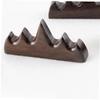 Chinese Calligraphy Brush Holder, Mountain-Shaped Black Catalpa Wood Rack view 2