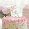 Rustic Wood Letter C Monogram Cake Topper, Custom Initial view 2