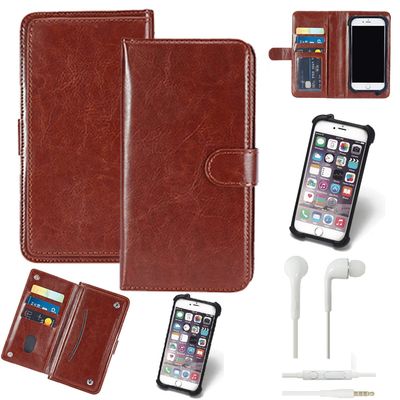 K-S-Trade 360° Wallet Case for Xiaomi 11T Pro, Brown Faux Leather, with Headphones