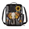 SEANATIVE Butterfly Elephant Print Lunchbox for Girls and Kids, American Flag Design Neoprene Lunch Tote Bag view 1