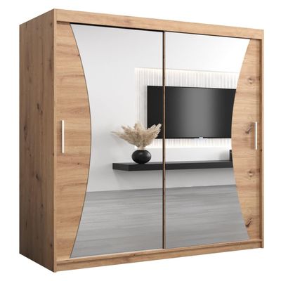 MEBLE KRYSPOL Monaco Wardrobe with Mirror, 2 Sliding Doors