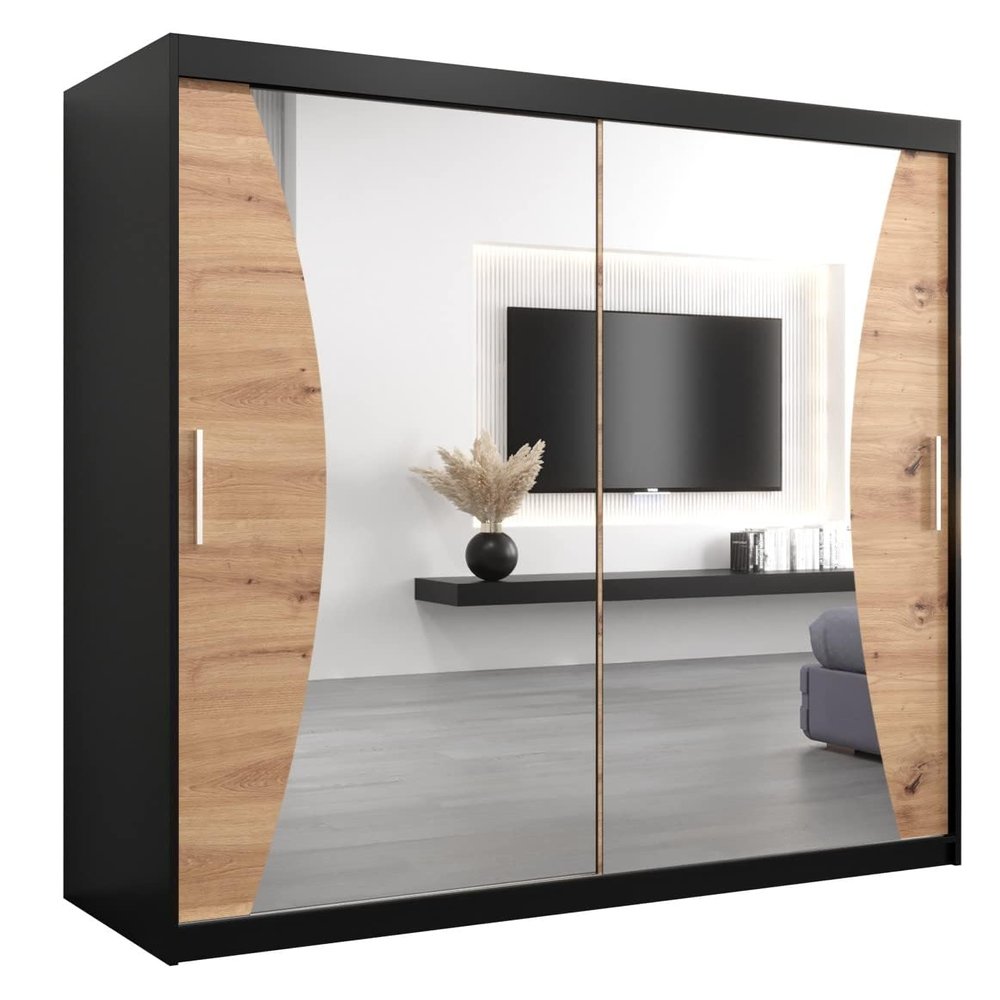 MEBLE KRYSPOL Monaco Wardrobe with Mirror and 2 Sliding Doors