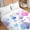 Odot 3D Ocean Print Quilted Bedspread, Blue Pink Shells, 180 x 220 cm view 1