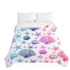 Odot 3D Ocean Print Quilted Bedspread, Blue Pink Shells, 180 x 220 cm view 2