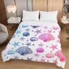 Odot 3D Ocean Print Quilted Bedspread, Blue Pink Shells, 180 x 220 cm view 4