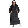 PAVILIA Women's Hoodie Blanket, Sherpa-Lined Wearable Blanket, Black, Adult Long view 1