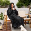 PAVILIA Women's Hoodie Blanket, Sherpa-Lined Wearable Blanket, Black, Adult Long view 2